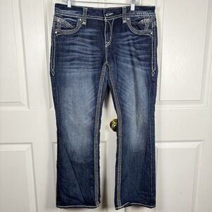 Rock Revival Liz Easy Boot Jeans Women's Size 33 Distressed Stretch Contrast